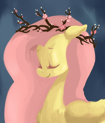 Size: 840x975 | Tagged: safe, artist:twitchykismet, fluttershy, g4, eyes closed, female, flower, solo