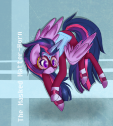 Size: 846x944 | Tagged: safe, artist:lying-cake, twilight sparkle, alicorn, pony, g4, power ponies (episode), female, goggles, mare, masked matter-horn costume, power ponies, solo, twilight sparkle (alicorn)