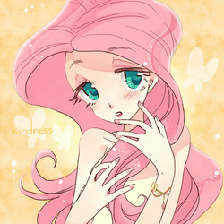 Size: 620x620 | Tagged: safe, artist:pasikon, fluttershy, human, g4, female, humanized, light skin, solo