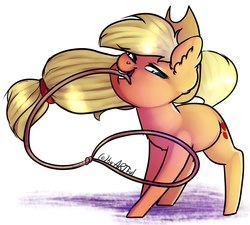 Size: 2274x2048 | Tagged: safe, artist:yukomaussi, applejack, g4, female, lasso, mouth hold, solo