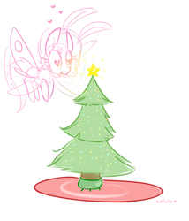 Size: 800x933 | Tagged: safe, oc, oc only, mothpony, original species, christmas tree, heart eyes, moth pony general, solo, tree