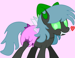 Size: 2500x1950 | Tagged: safe, artist:emerald rush, oc, oc only, oc:emerald rush, changeling, changelingified, cute, derp, diaper, female, heart, non-baby in diaper, poofy diaper, solo