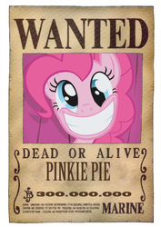 Size: 600x849 | Tagged: safe, artist:lightdegel, pinkie pie, g4, crossover, female, monkey d. luffy, one piece, solo, wanted, wanted poster