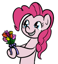 Size: 503x553 | Tagged: safe, artist:niksiekins, pinkie pie, g4, female, flower, smiling, solo