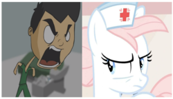 Size: 959x551 | Tagged: safe, nurse redheart, g4, angry, markiplier, markipliergame, shut up, surgeon simulator 2013, yelling