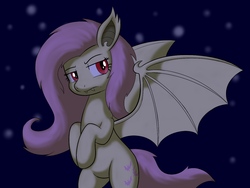 Size: 1400x1050 | Tagged: safe, artist:haxorus31, fluttershy, bat pony, pony, bats!, g4, female, flutterbat, hind legs, race swap, solo