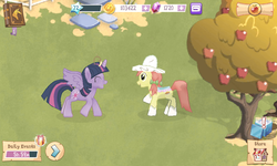 Size: 800x480 | Tagged: safe, gameloft, peachy sweet, twilight sparkle, alicorn, pony, g4, apple family member, female, glitch, mare, twilight sparkle (alicorn)