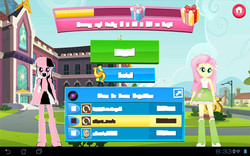 Size: 1280x800 | Tagged: safe, gameloft, screencap, fluttershy, twilight sparkle, android, equestria girls, g4, female, glitch, missing texture