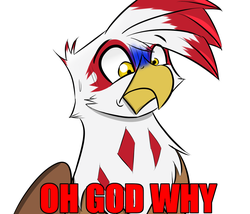 Size: 1400x1200 | Tagged: safe, artist:tallyburd, oc, oc only, oc:talon pierce, griffon, reaction image, text