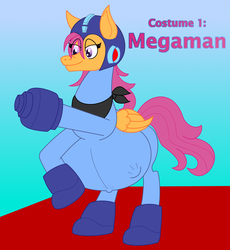 Size: 2300x2500 | Tagged: safe, artist:slimeyjenkins, scootaloo, ask the scootattorney, g4, belly, clothes, costume, crossover, female, high res, mega man (series), nightmare night, pregnant, solo