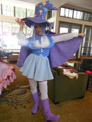 Size: 3240x4320 | Tagged: safe, artist:snowlillyyukino, trixie, human, g4, 2014, cape, clothes, convention, cosplay, hat, irl, irl human, photo, sacanime, sacanime summer, solo, trixie's cape, trixie's hat