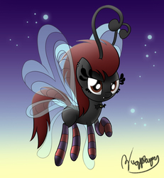 Size: 1200x1300 | Tagged: safe, artist:bugplayer, oc, oc only, oc:spiral night, breezie, blank flank, clothes, fangs, piercing, socks, solo, striped socks