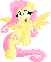 Size: 2081x2553 | Tagged: safe, artist:dfectivedvice, artist:portalart, fluttershy, g4, colored, female, flying, high res, open mouth, simple background, smiling, solo, spread wings, transparent background, upgrade, vector