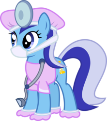 Size: 4900x5535 | Tagged: safe, artist:sir-teutonic-knight, minuette, pony, unicorn, g4, .svg available, absurd resolution, clothes, costume, dentist, face mask, female, head mirror, mare, nightmare night costume, scrubs (gear), simple background, solo, stethoscope, transparent background, vector