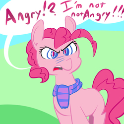 Size: 625x625 | Tagged: safe, artist:firenhooves, pinkie pie, g4, angry, clothes, double negative, female, scarf, solo