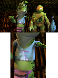 Size: 500x280 | Tagged: safe, barely pony related, michelangelo, napoleon bonafrog, napoleon dynamite, nickelodeon, parody, punk frogs, teenage mutant ninja turtles