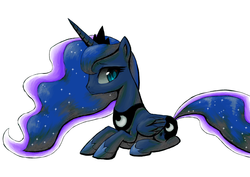 Size: 3000x2120 | Tagged: safe, artist:coma392, princess luna, g4, female, high res, pixiv, prone, simple background, solo