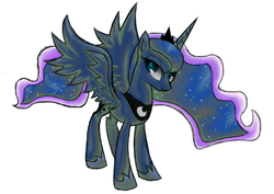 Size: 3000x2120 | Tagged: safe, artist:coma392, princess luna, g4, female, high res, pixiv, simple background, solo