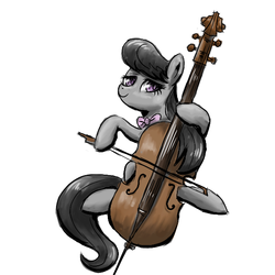 Size: 600x600 | Tagged: safe, artist:coma392, octavia melody, earth pony, pony, g4, bow (instrument), cello, female, musical instrument, pixiv, simple background, solo, white background