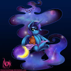 Size: 3000x3000 | Tagged: safe, artist:thenornonthego, princess luna, g4, blanket, female, high res, moon, solo, teddy bear