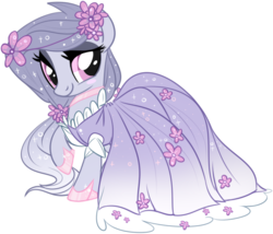 Size: 760x650 | Tagged: dead source, safe, artist:suzuii, oc, oc only, clothes, dress, flower, gala dress, simple background, solo, transparent background