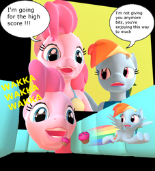 Size: 1500x1654 | Tagged: safe, artist:nobody25445, pinkie pie, rainbow dash, g4, 3d, pac-man