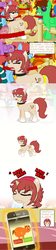 Size: 640x2880 | Tagged: safe, artist:aha-mccoy, oc, oc only, oc:corel, oc:dick, pony, unicorn, adventure time, black eye, bruised, cellphone, collar, comic, female, gradient hooves, iphone, line, mare, missing teeth, need to pee, nosebleed, omorashi, phone, poo brain, potty dance, potty emergency, potty time, speech bubble, trotting in place