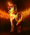 Size: 1747x2000 | Tagged: safe, artist:mykegreywolf, sunset shimmer, pony, unicorn, g4, artificial wings, augmented, female, fiery shimmer, fiery wings, fire, looking at you, looking back, magic, magic wings, pyromancy, raised hoof, smirk, solo, sunset phoenix, wings