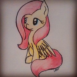 Size: 640x640 | Tagged: safe, artist:nyxkittehkat, fluttershy, g4, female, solo, traditional art