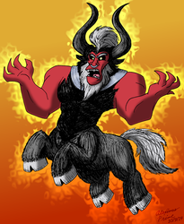 Size: 2000x2435 | Tagged: safe, artist:aleximusprime, lord tirek, centaur, g4, fire, high res, jumping, male, nose piercing, nose ring, piercing, scary, septum piercing, solo