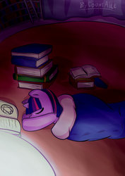 Size: 708x1000 | Tagged: safe, artist:countaile, twilight sparkle, g4, book, female, sleeping, solo