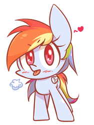 Size: 600x800 | Tagged: safe, artist:joycall6, rainbow dash, g4, clothes, cute, female, heart, scarf, simple background, solo, tongue out, tsunderainbow, tsundere