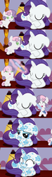 Size: 1120x3780 | Tagged: safe, artist:beavernator, rarity, sweetie belle, pony, g4, all glory to the beaver grenadier, baby, baby belle, baby pony, beavernator is trying to murder us, body writing, comic, cute, diasweetes, face doodle, filly, foal, magic, marker, sleeping, sweetie belle's magic brings a great big smile