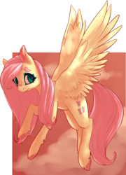 Size: 1401x1942 | Tagged: safe, artist:marshmellowcannibal, fluttershy, g4, female, solo, spread wings, unshorn fetlocks