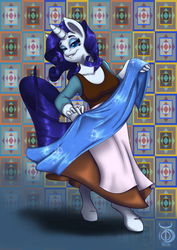 Size: 4960x7015 | Tagged: safe, artist:theonedzaan, rarity, anthro, unguligrade anthro, g4, absurd resolution, cinderella, clothes, costume, crossover, dress, female, solo