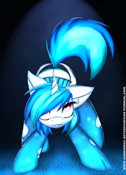 Size: 900x1250 | Tagged: safe, artist:gamermac, dj pon-3, vinyl scratch, g4, clothes, female, solo, stockings, torn clothes