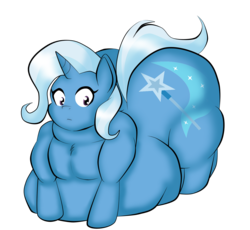 Size: 1445x1330 | Tagged: safe, artist:mad'n evil, trixie, pony, unicorn, g4, belly, butt, expansion, fat, female, flank, impossibly large butt, large, mare, morbidly obese, obese, plot, solo, the great and bountiful trixie, weight gain