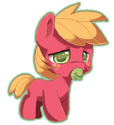 Size: 300x327 | Tagged: safe, artist:ende26, big macintosh, earth pony, pony, g4, baby, baby macintosh, baby pony, colt, colt big macintosh, cute, foal, macabetes, male, pacifier, pixel art, simple background, solo, transparent background, young, younger