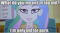 Size: 498x272 | Tagged: safe, screencap, princess celestia, principal celestia, equestria girls, g4, cougar, female, image macro, meme, solo