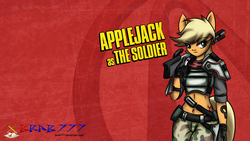 Size: 1920x1080 | Tagged: safe, artist:brab777, applejack, earth pony, anthro, g4, borderlands, clothes, crossover, female, solo, uniform, weapon