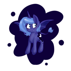 Size: 1000x1000 | Tagged: safe, artist:breadcipher, princess luna, bat pony, pony, lunadoodle, g4, blushing, cute, fangs, female, filly, lunabat, race swap, s1 luna, simple background, solo, spread wings, transparent background, woona