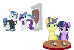 Size: 1024x689 | Tagged: safe, artist:3d4d, comet tail, fancypants, rarity, twilight sparkle, g4, doner kebab, female, gyros, male, ponies eating meat, shawarma, ship:cometlight, ship:raripants, shipping, straight