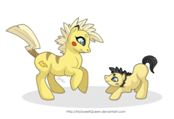 Size: 2300x1576 | Tagged: safe, artist:almairis, pichu, pikachu, colt, female, foal, male, mare, mother and son, playing, pokémon, ponified, ponymon, simple background, transparent background
