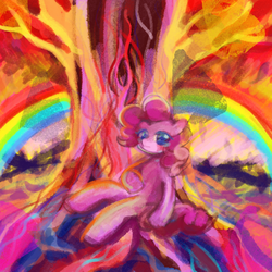 Size: 800x800 | Tagged: safe, artist:marihico, pinkie pie, g4, female, psychedelic, rainbow, solo, tree