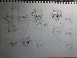 Size: 2592x1944 | Tagged: safe, artist:3dsyouwan, applejack, fluttershy, rainbow dash, g4, monochrome, pixiv, sketch, traditional art