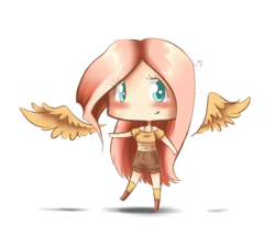 Size: 1100x1000 | Tagged: safe, artist:lantaniel, fluttershy, human, g4, chibi, female, humanized, solo, winged humanization