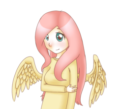 Size: 900x800 | Tagged: safe, artist:lantaniel, fluttershy, human, g4, clothes, female, humanized, solo, sweater, sweatershy, winged humanization