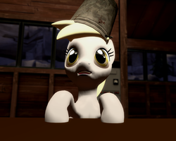 Size: 1920x1536 | Tagged: safe, derpy hooves, pegasus, pony, g4, 3d, bucket, crossover, expiration date, female, gmod, headbucket, mare, team fortress 2