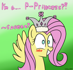Size: 1000x950 | Tagged: safe, artist:fakskis, fluttershy, g4, blushing, crown, female, grin, happy, princess, smiling, solo, squee, wide eyes