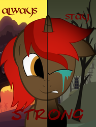 Size: 1566x2073 | Tagged: safe, artist:09mawes, oc, oc only, oc:fenrir bloodmoon, pony, unicorn, two sided posters, crying, solo, text